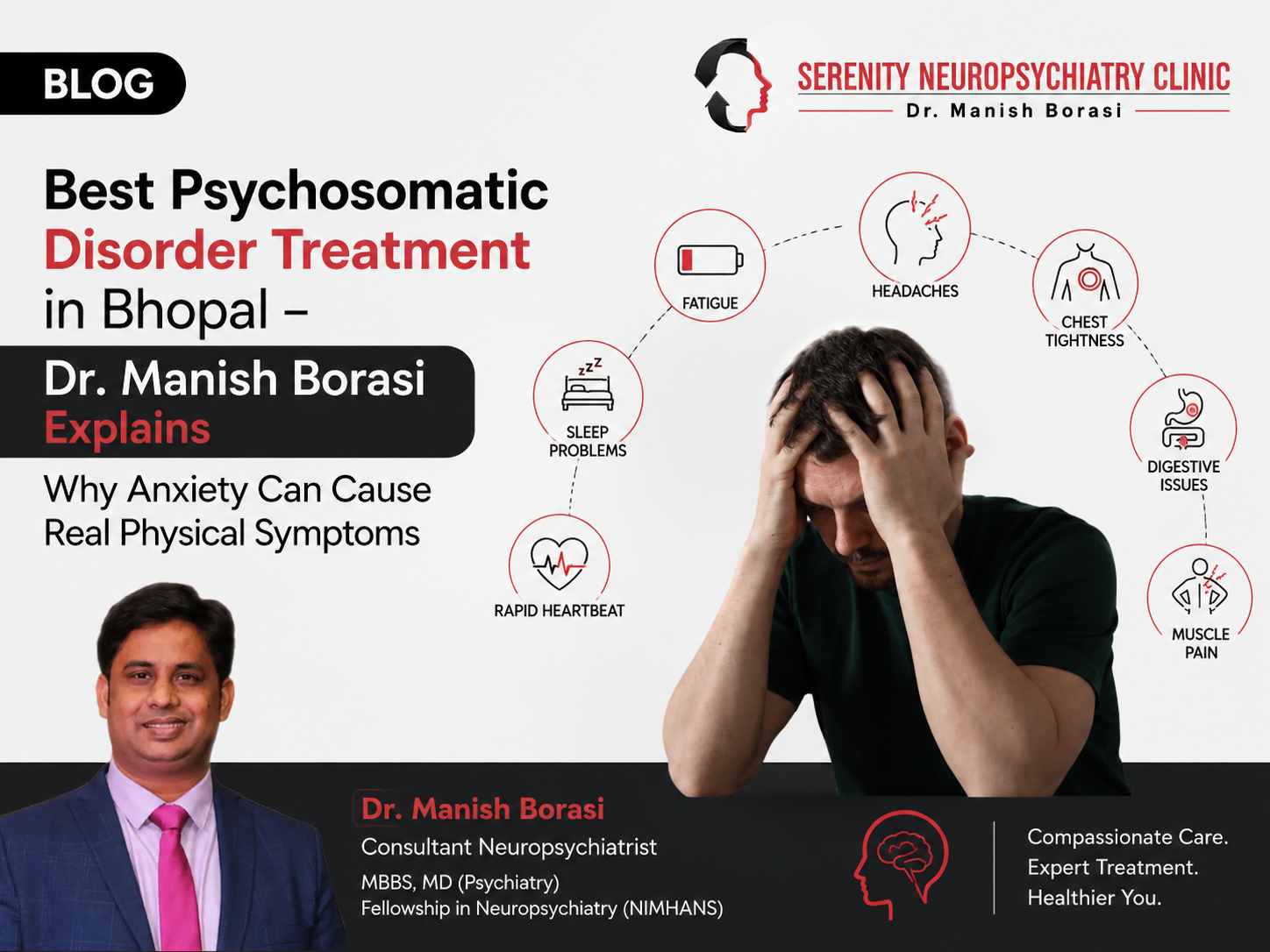 Best Psychosomatic Disorder Treatment in Bhopal – Dr. Manish Borasi Explains Why Anxiety Can Cause Real Physical Symptoms